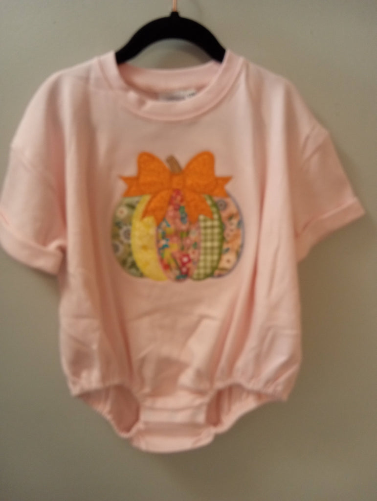 Girls Pumpkin applique bubble