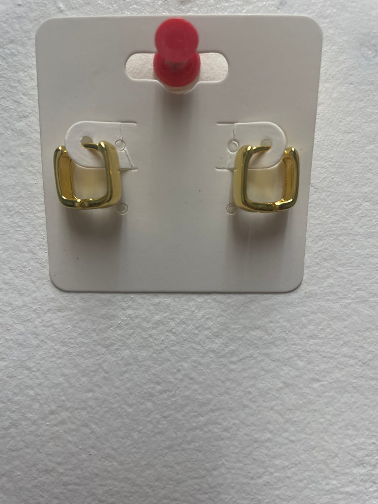 Small gold square earrings