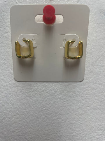 Small gold square earrings