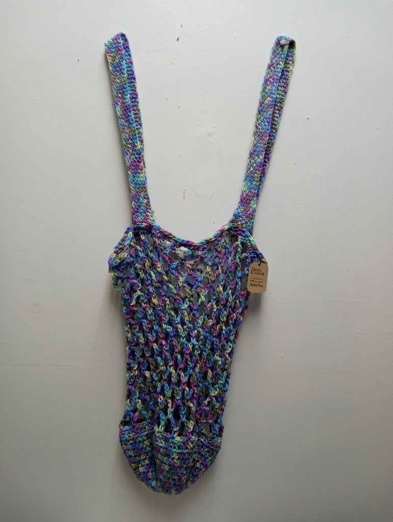 Handmade 30x15 Crochet Multicolor Market Bag | Hannah Bodker