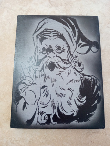 Handmade 8 1/2" x 6 1/2" burnt wood w/lasered Santa's Face