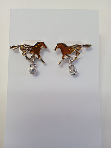 Horse Stud Earrings | Equestrian Jewelry Gift/silver gold horse w/rhinestone pendent