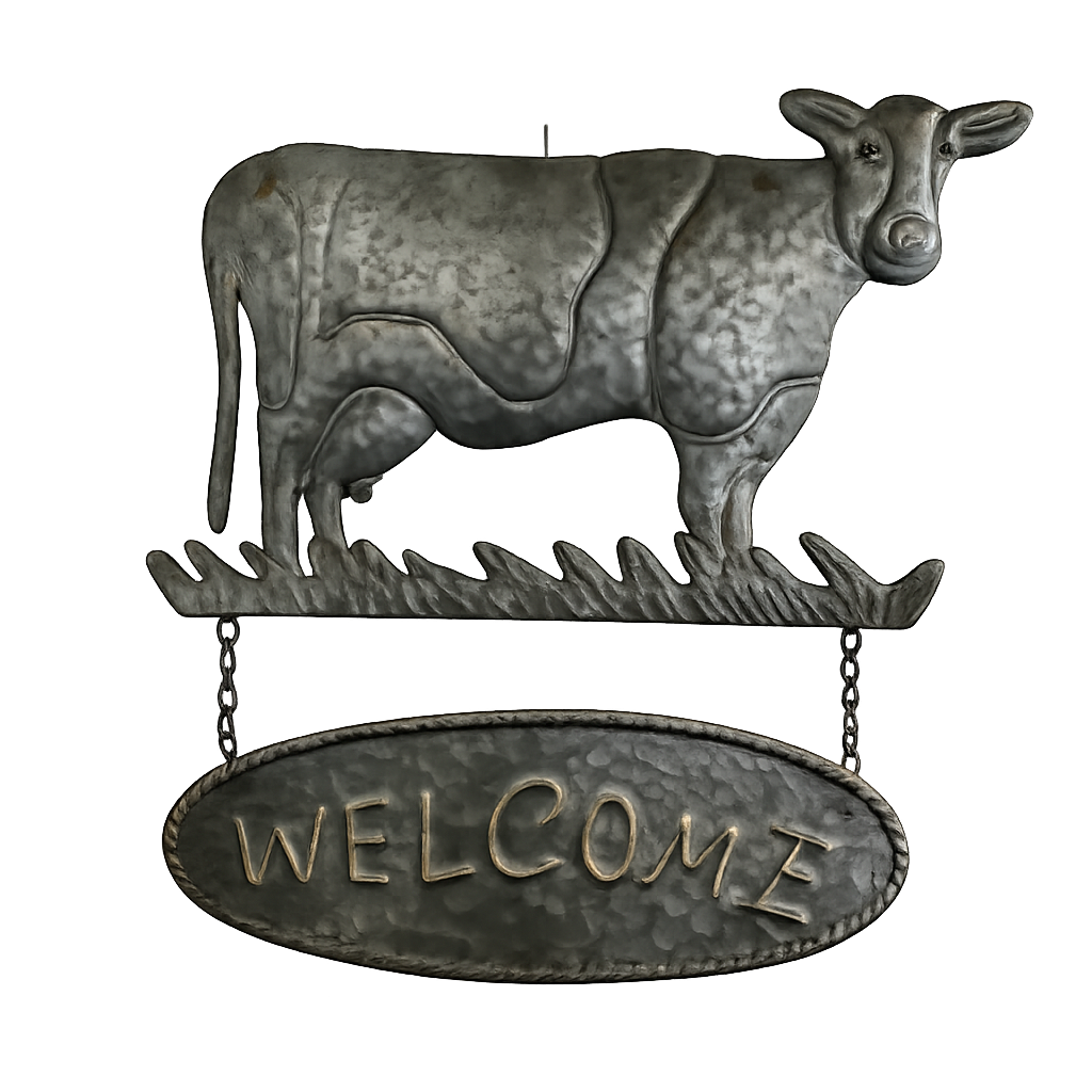 Cow Welcome Sign – Rustic Metal Farmhouse Décor (18"×17") OhhMy! Gifts and Things, LLC