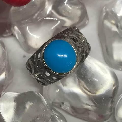 Bold Turquoise Statement Ring with Silver Filigree – Southwestern Boho Vibes OhhMy! Gifts and Things, LLC