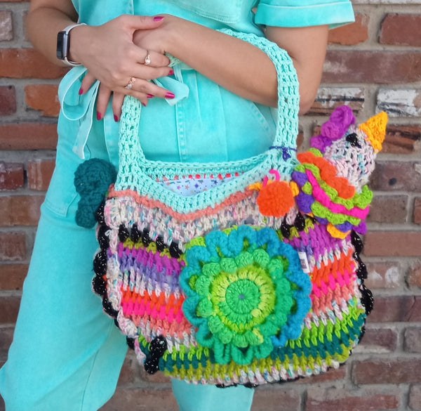 18" Whimsical Crochet Chicken Purse – Bright, Boho, and Handmade with Love 🐔🌈 OhhMy! Gifts and Things, LLC