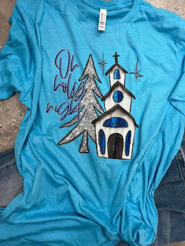 Oh Holy Night T-Shirts w/Tree/Church