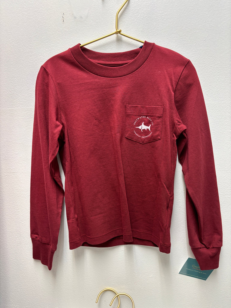 Saltwater boys -maroon Labrador T-shirt, long sleeve 