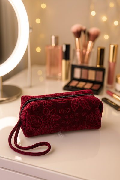 Elegant Crushed Velvet Zippered Wristlet Cosmetic Pouch – Stylish & Functional OhhMy! Gifts and Things, LLC