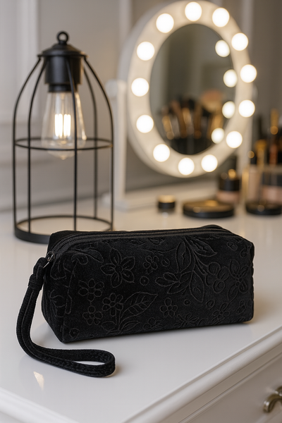 Elegant Crushed Velvet Zippered Wristlet Cosmetic Pouch – Stylish & Functional OhhMy! Gifts and Things, LLC