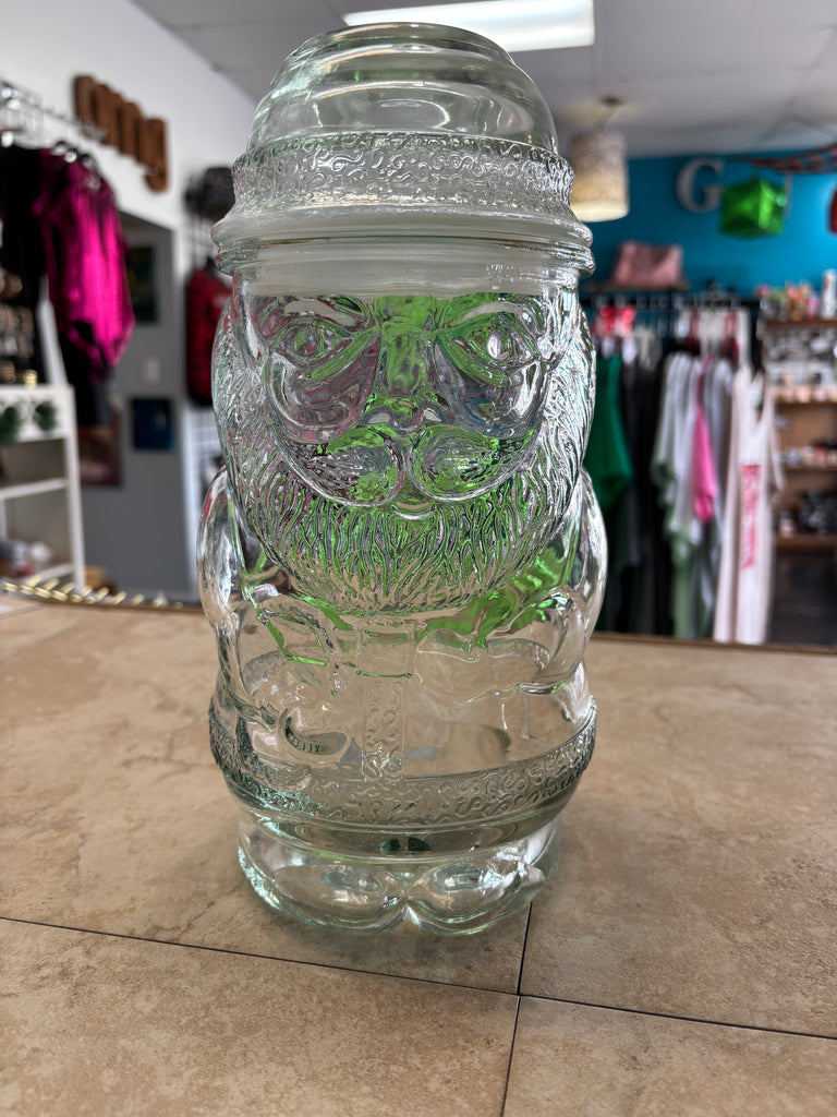 Santa Cookie Jar Clear Glass