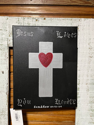 Painting - Black "Jesus Loves You Kindly"