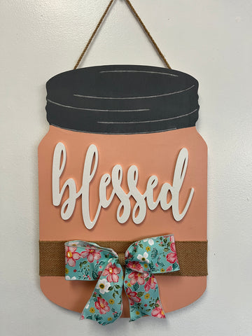 Handmade Door Hangers-Blessed Mason Jar