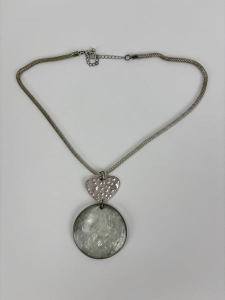 Vintage Capiz Shell Pendant Necklace, 19” with 3” extension
