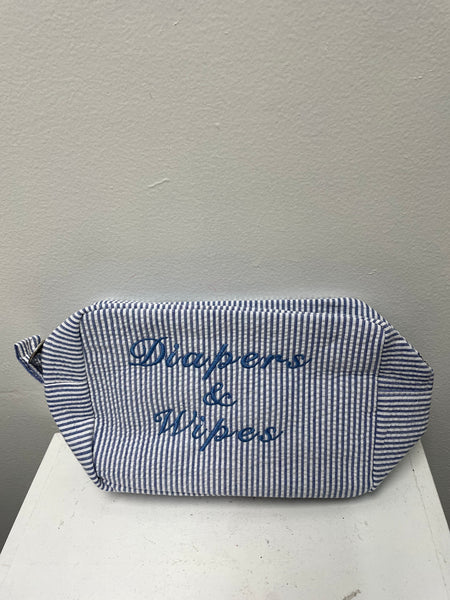 Diaper Pouch Skylar Freeman-Blue "Diapers & Wipes"