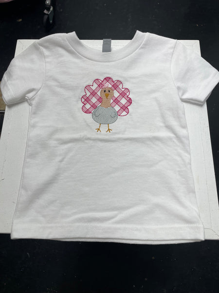 Kids Turkey T-shirt-White w/pink turkey