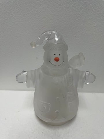 6"tall round clear light up Snowman w/orange nose