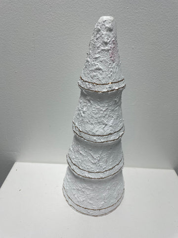 11"x4"White 4-tier w/gold trim Christmas tree