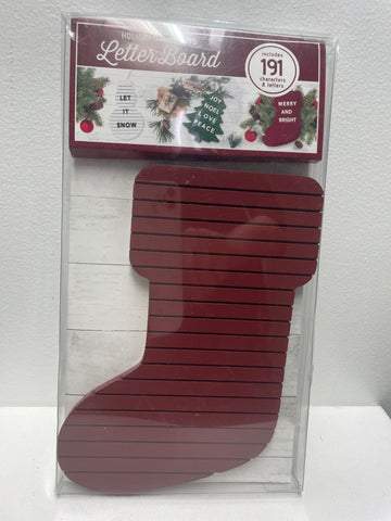 Red Stocking Letter Board w/white letters Jean Gardner