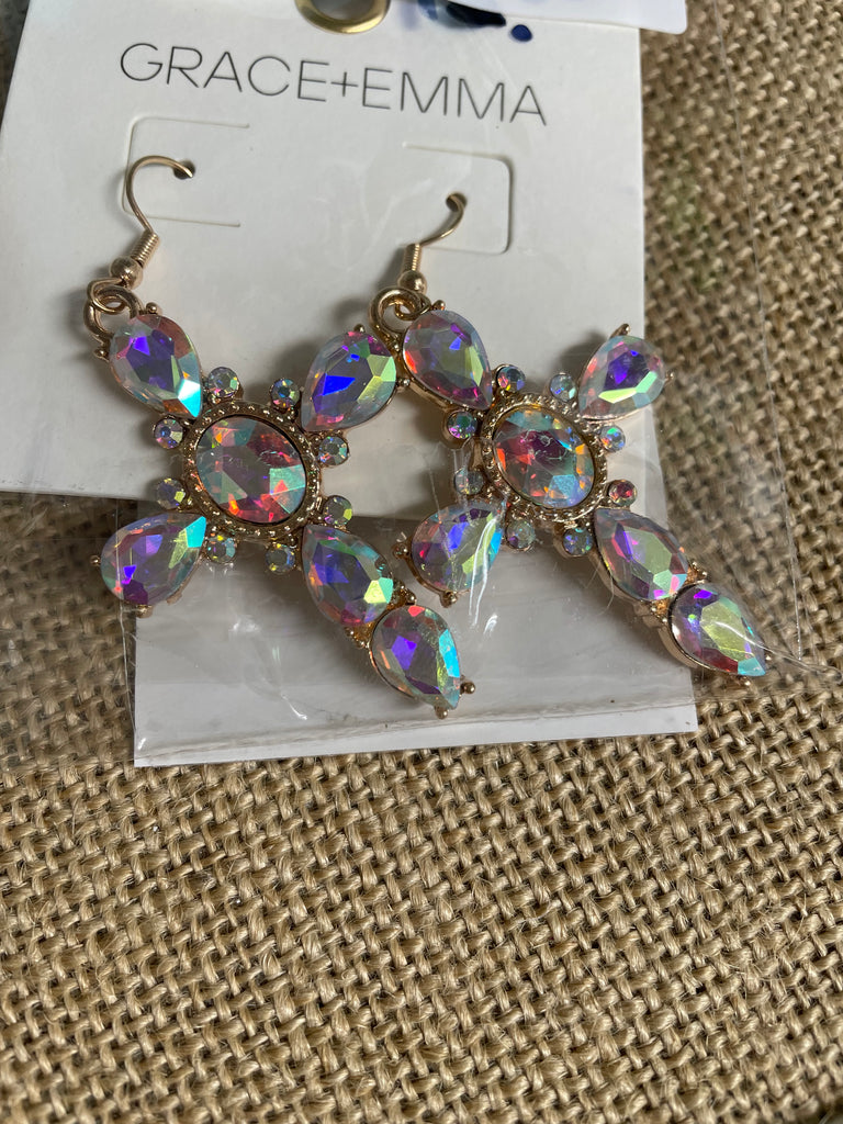 Dangle Cross/Rhinestone Earrings