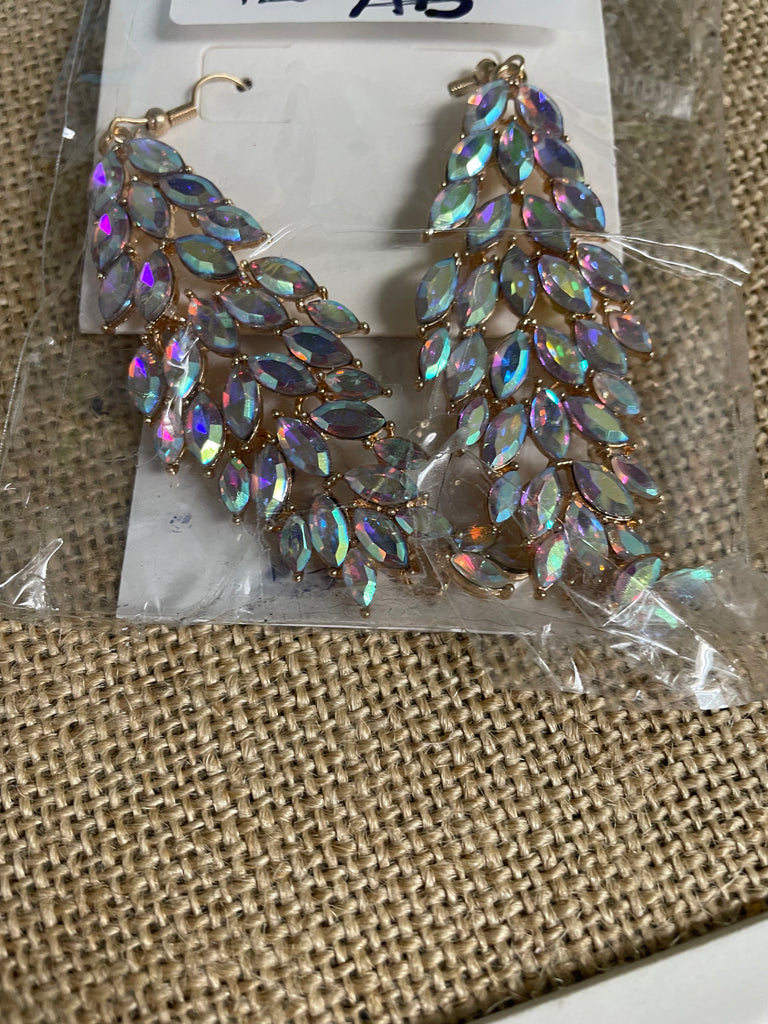 Dangle 3" Multiple Teardrops/rhinestone earrings