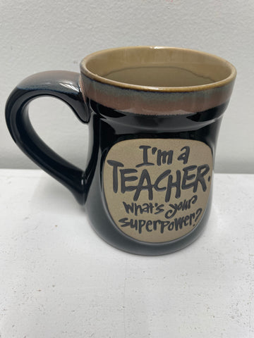 Prelove Mug black/tan "I'm a teacher What's your superpower" Jean Gardner