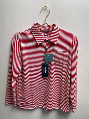 Saltwater boys Red Stripe Long Sleeve Performance Polo
