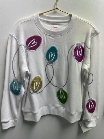 I Scream White Sweatshirt w/Christmas lights