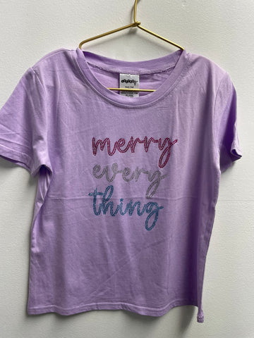 I Scream Lavender T-shirt w/merry everything multi color rhinestones