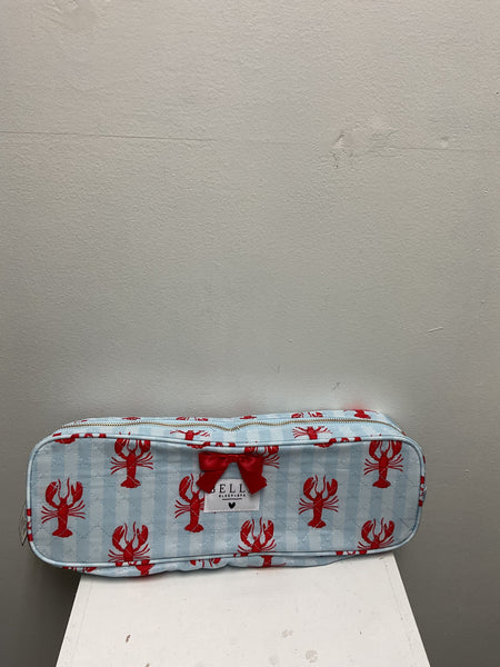 Bella Light blue 16"x5"quilted Hair tool bag w/Red Lobsters Amanda Queen