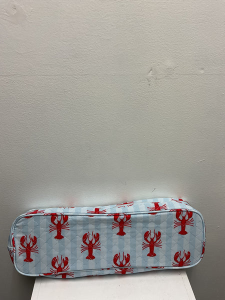 Bella Light blue 16"x5"quilted Hair tool bag w/Red Lobsters Amanda Queen