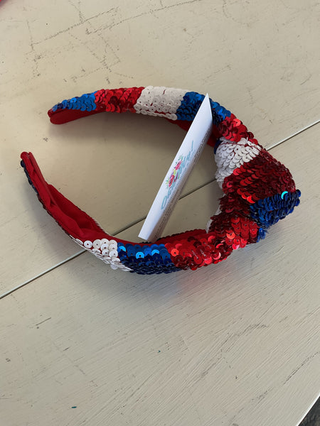 Red White & Blue Headbands | Patriotic Sequin & Beaded Styles Amanda Queen