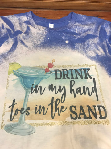 Sublimated Clearance T-Shirt Blue Bleached Drink in My Hand