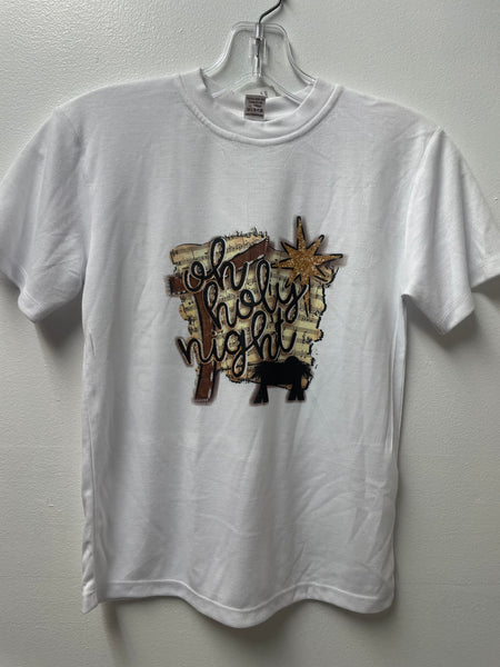 Kid's Christmas Tshirts Shirley Ollison-White short sleeve w/oh holy night