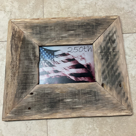 14"x12"Wood Frame w/American Flag "250th" Rick Dantzler