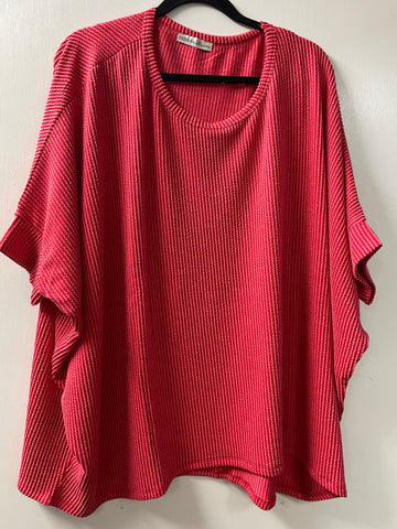 Zenana Red Ribbed Mid Sleeve Top