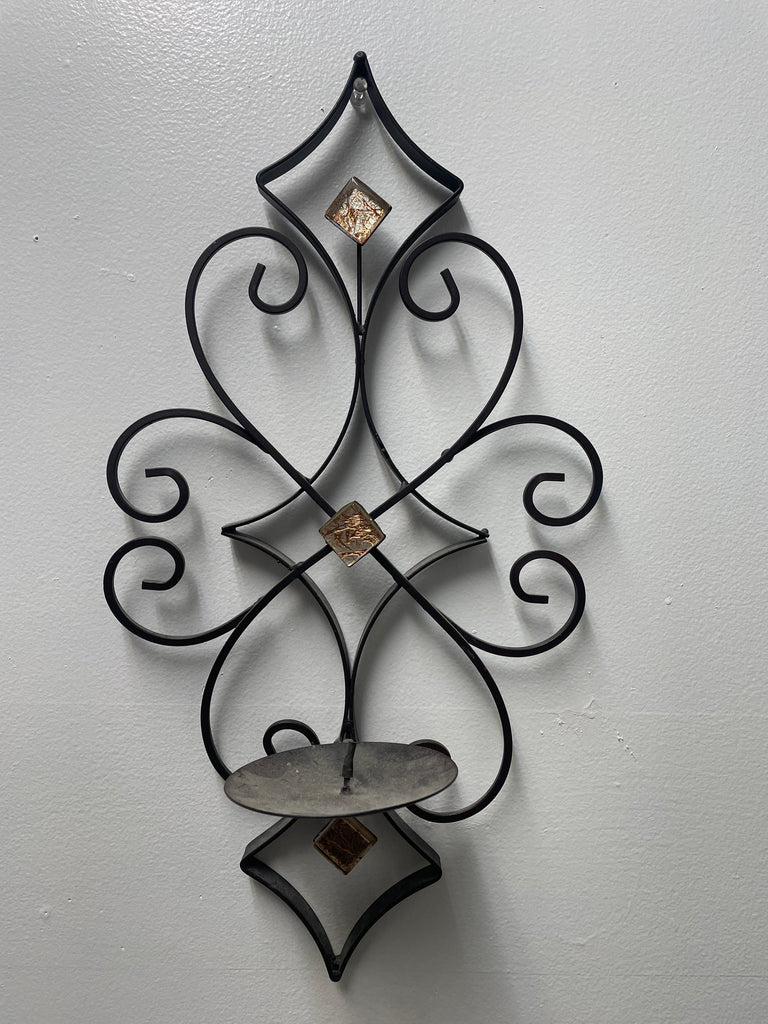 18"x6" Black Sconce w/candle holder