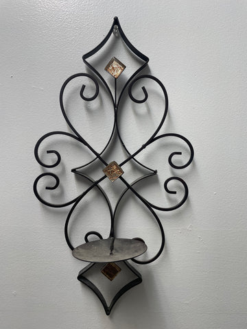 18"x6" Black Sconce w/candle holder