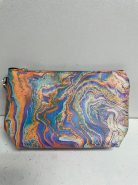 8 1/2"x 5 1/2" Wearable Art Wristlets Handbag Tiffany Sutton-orange/blue/purple swirl