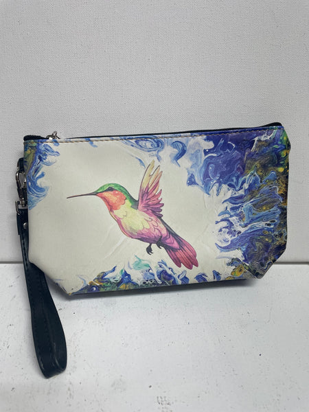 8 1/2"x 5 1/2" Wearable Art Wristlets Handbag Tiffany Sutton-hummingbird white background