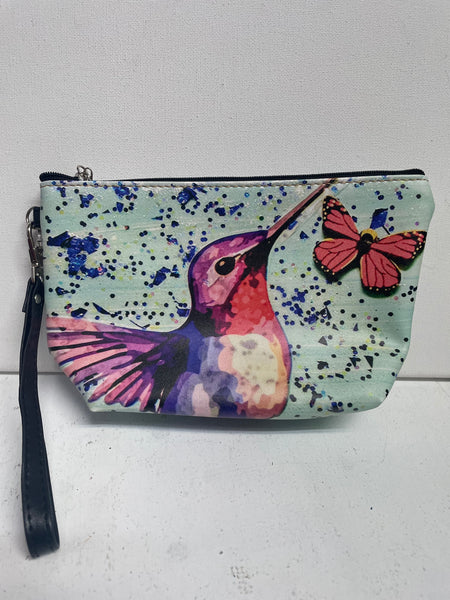 8 1/2"x 5 1/2" Wearable Art Wristlets Handbag Tiffany Sutton-hummingbird -butterfly