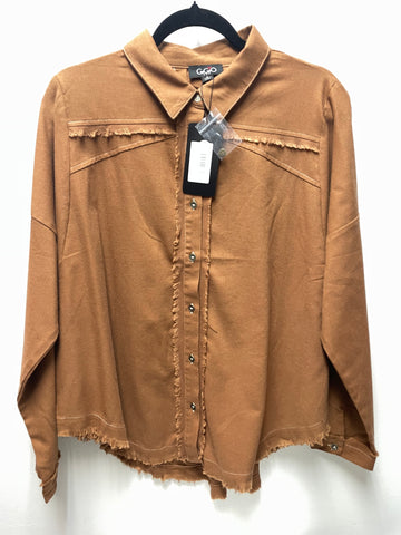GiGiO Brown Button Up Long Sleeve Top