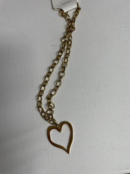 Gold Heart Necklace Amanda Queen-chain link w/large gold heart pendent