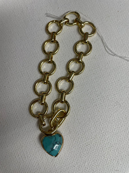 8"Round Loop Bracelet w/heart pendent Amanda Queen