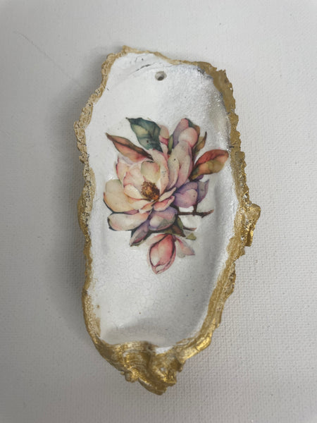 Oyster Shell w/Magnolia Flower Print-oblong