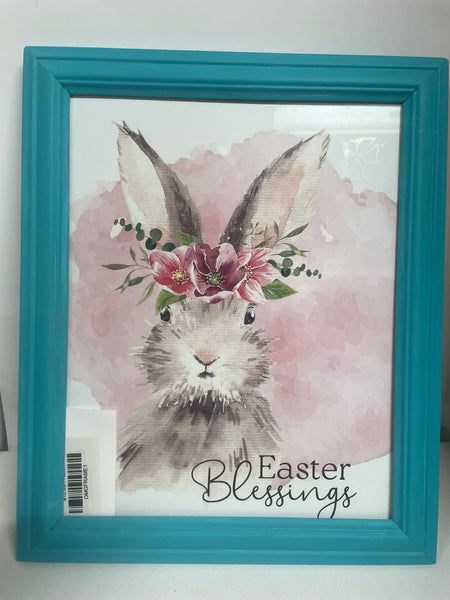 Teal Easter Frames w/picture 8"X10"w/Rabbit-Easter Blessings