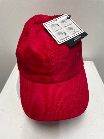 C.C. Red Corduroy Pony Ball Cap Amanda Queen