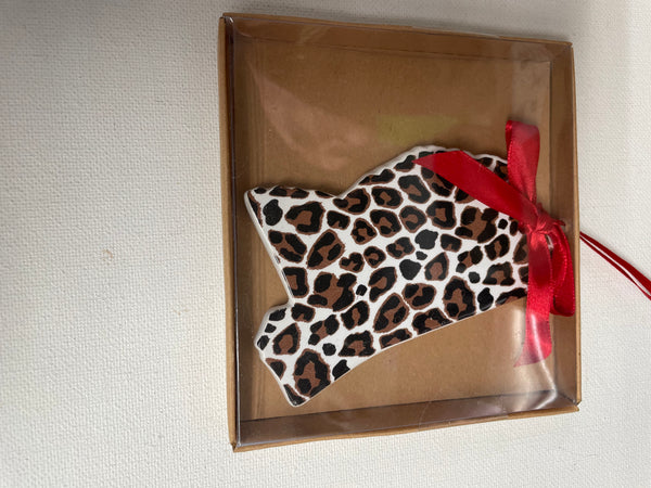 4" Ceramic State of Ms Christmas Ornaments in box-leopard