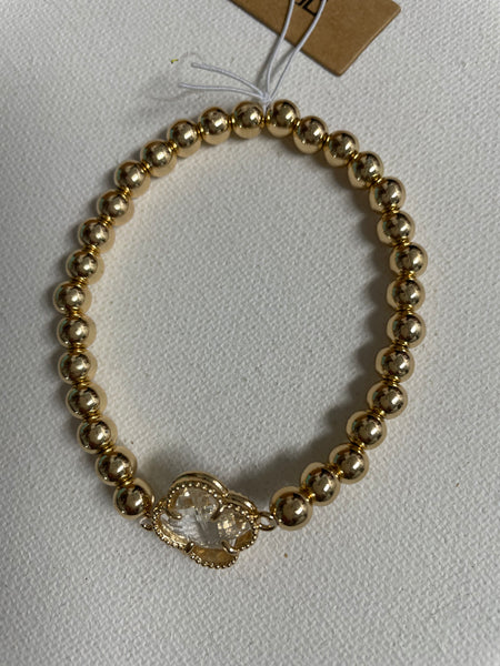 Gold Beaded bracelets Amanda Queen-gold w/clover