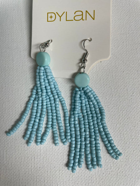 Lotus 3" Beaded Earrings Amanda Queen-lt turquoise