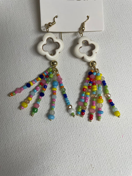 Lotus 3" Beaded Earrings Amanda Queen-muylticolor
